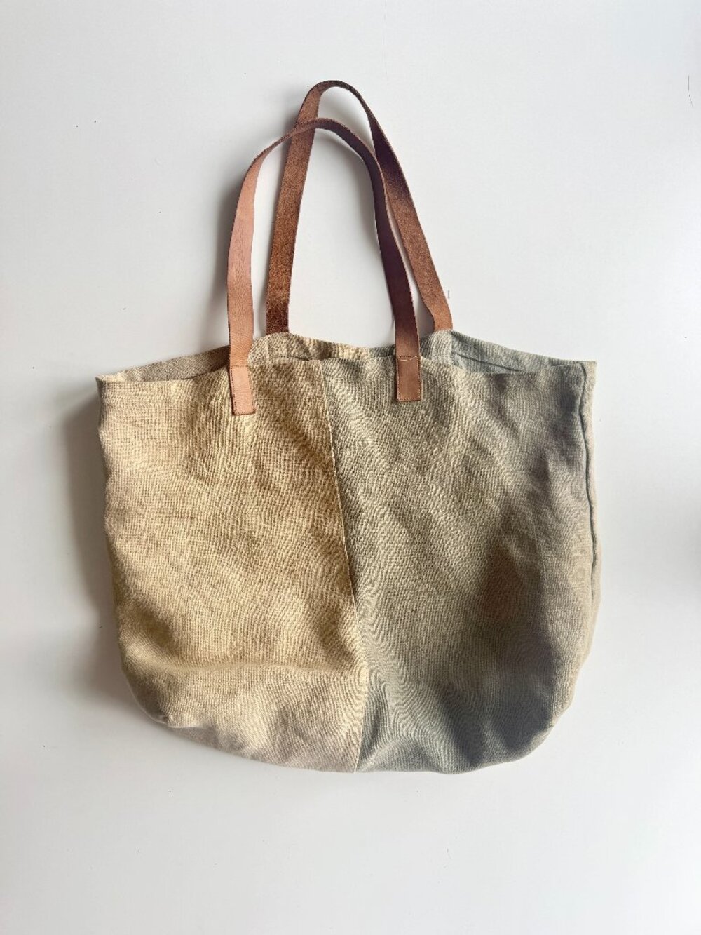 INDABA Beige Grey 100% Hemp Brown Leather Strap Tote Market Bag Purse